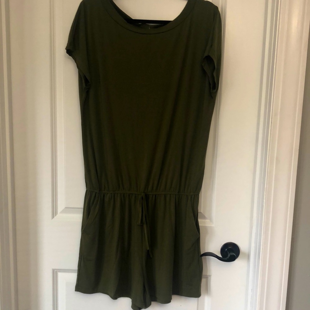 Olive green shorts romper